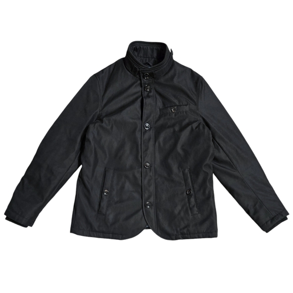 Ted Baker London Dral Black Slim Fit Showerproof Padded Button-Up Jacket - Picture 1 of 11